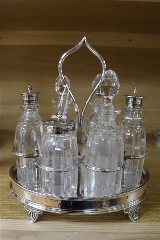 A silver plated cruet, Sheffield